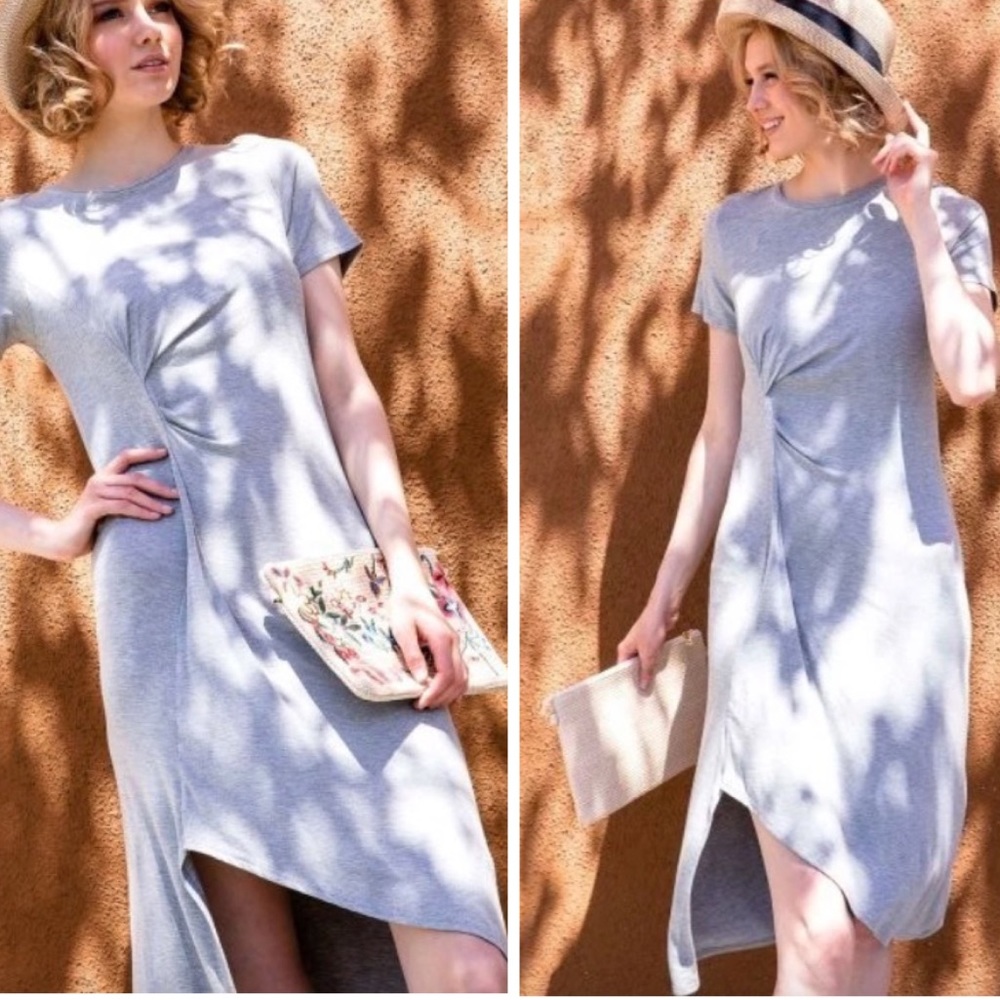 $ FIRM π·Gray Asymmetrical Midi Dress - Picture 4 of 5